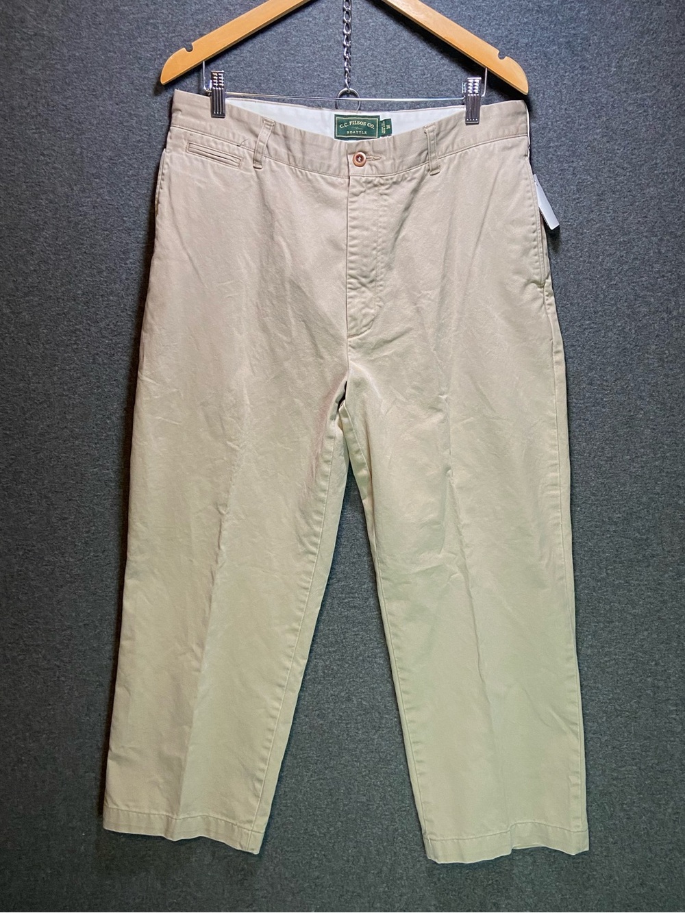 VTG Filson Chino Pants Mens 36 Khaki Beige Heavyweight Cotton Twill Trousers